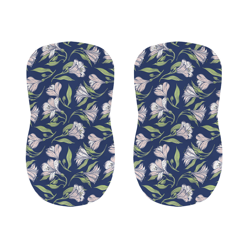 White Alstroemeria Pattern Print Bar Stool Covers