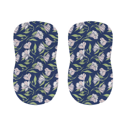White Alstroemeria Pattern Print Bar Stool Covers