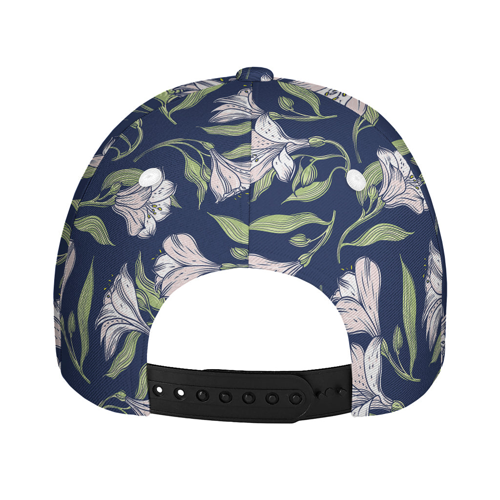 White Alstroemeria Pattern Print Baseball Cap