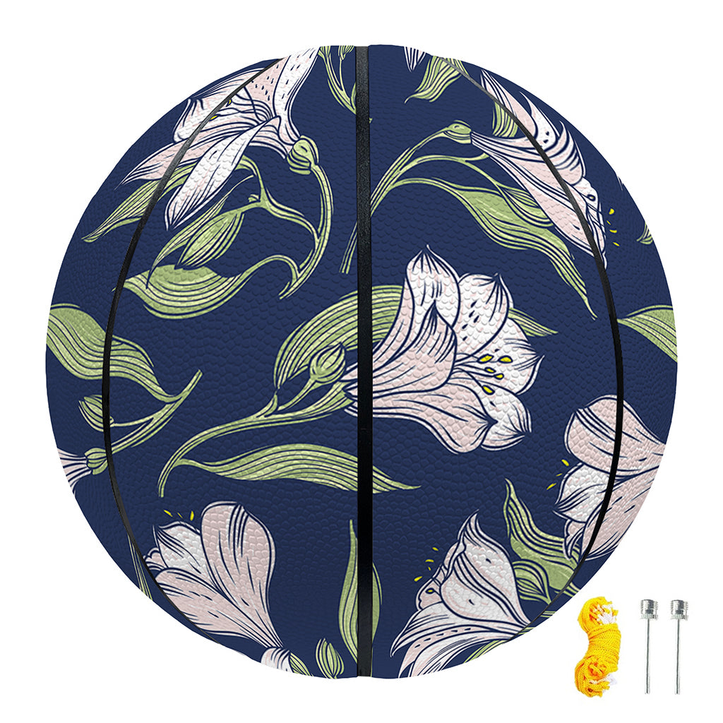 White Alstroemeria Pattern Print Basketball