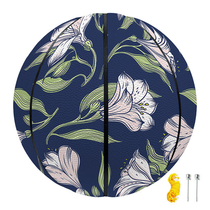 White Alstroemeria Pattern Print Basketball