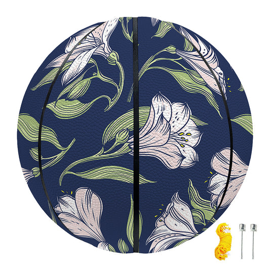 White Alstroemeria Pattern Print Basketball