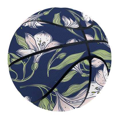 White Alstroemeria Pattern Print Basketball