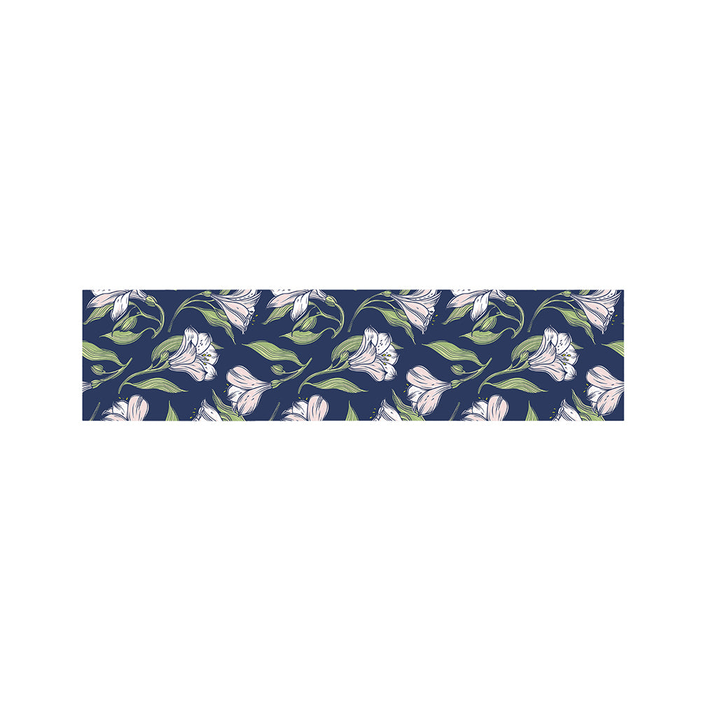 White Alstroemeria Pattern Print Bed Runner