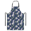 White Alstroemeria Pattern Print Bib Apron With Pocket