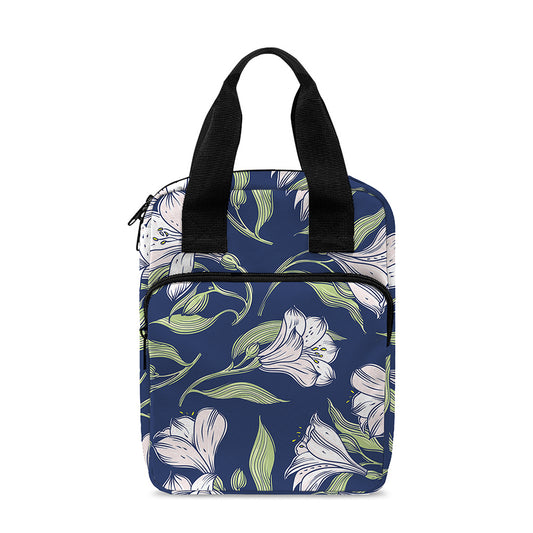 White Alstroemeria Pattern Print Bible Tote Bag