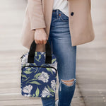 White Alstroemeria Pattern Print Bible Tote Bag