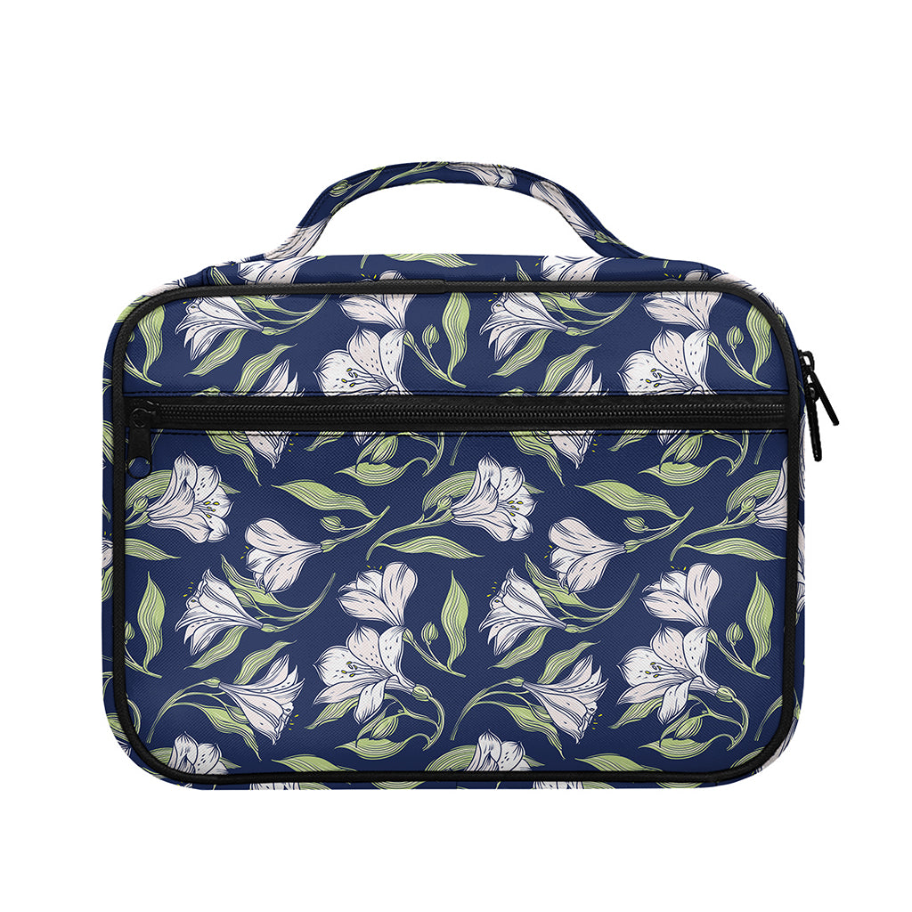 White Alstroemeria Pattern Print Briefcase Bible Bag