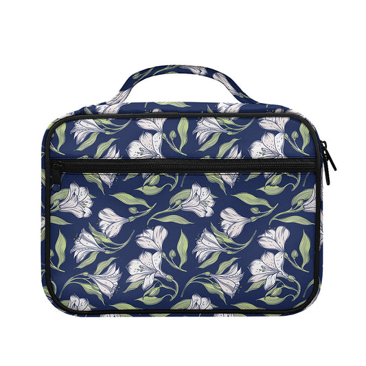 White Alstroemeria Pattern Print Briefcase Bible Bag