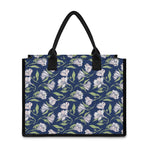 White Alstroemeria Pattern Print Canvas Tote Bag