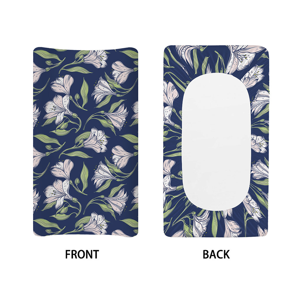 White Alstroemeria Pattern Print Changing Pad Cover