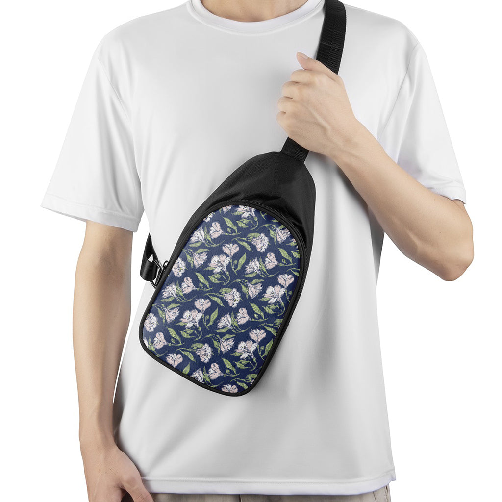 White Alstroemeria Pattern Print Chest Bag