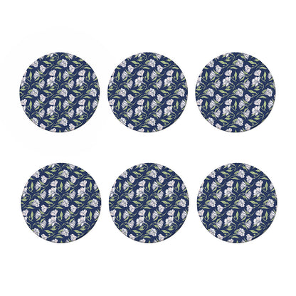 White Alstroemeria Pattern Print Coaster Set