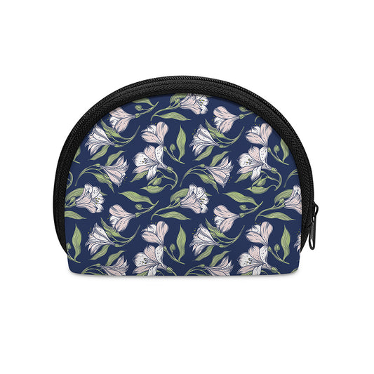 White Alstroemeria Pattern Print Coin Purse