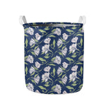 White Alstroemeria Pattern Print Collapsible Laundry Basket
