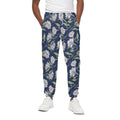 White Alstroemeria Pattern Print Cotton Sweatpants
