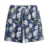 White Alstroemeria Pattern Print Cotton Shorts