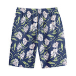 White Alstroemeria Pattern Print Cotton Shorts