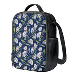 White Alstroemeria Pattern Print Crossbody Lunch Bag