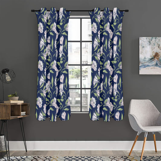White Alstroemeria Pattern Print Curtain