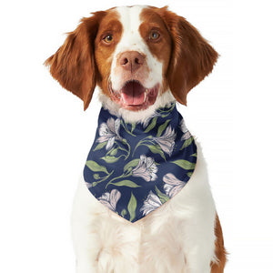 White Alstroemeria Pattern Print Dog Bandana