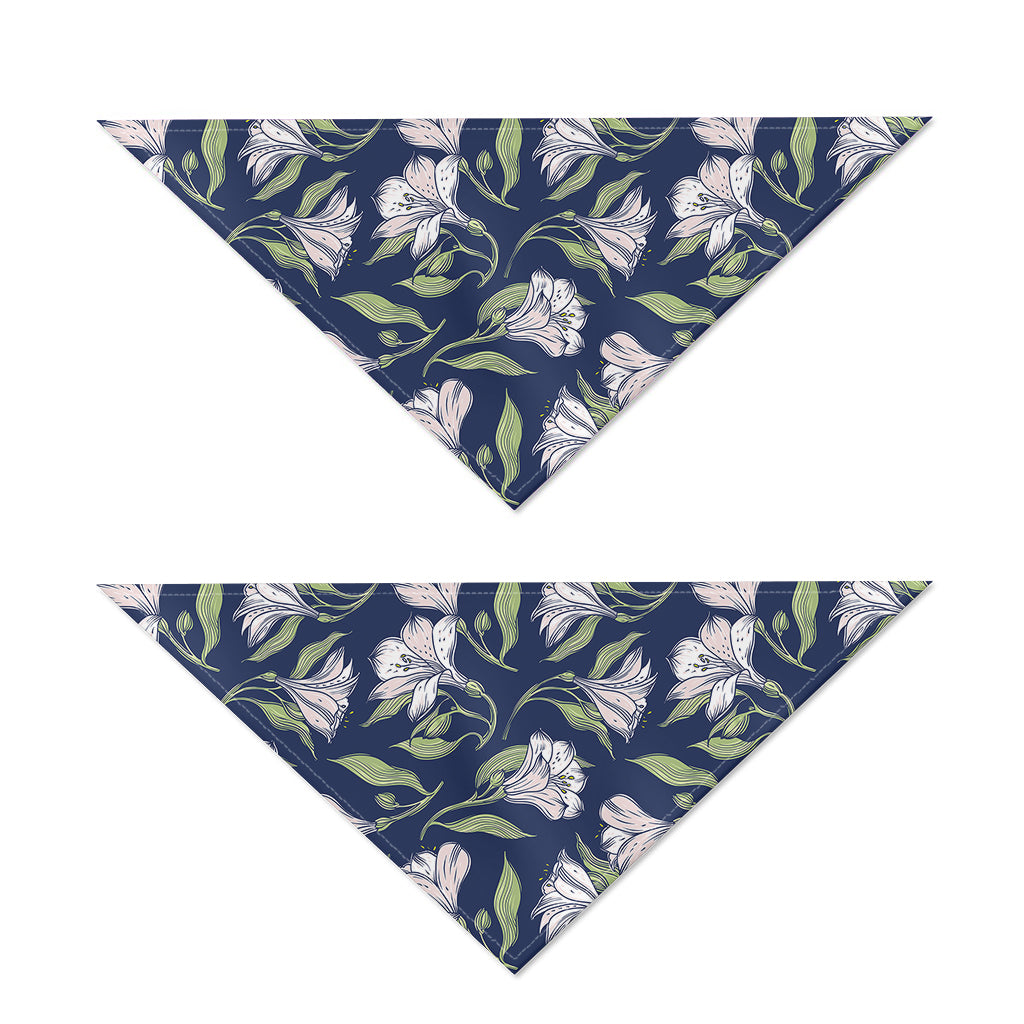 White Alstroemeria Pattern Print Dog Bandana