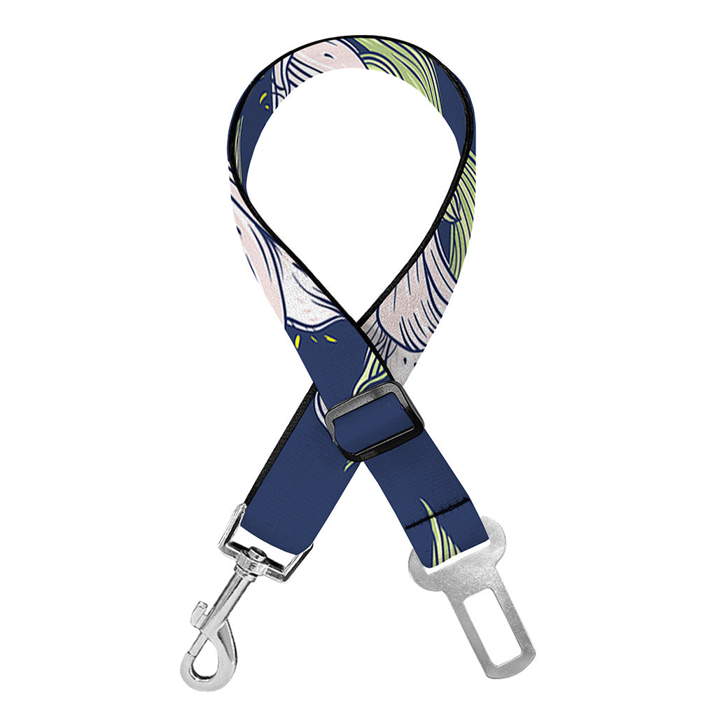White Alstroemeria Pattern Print Dog Seat Belt