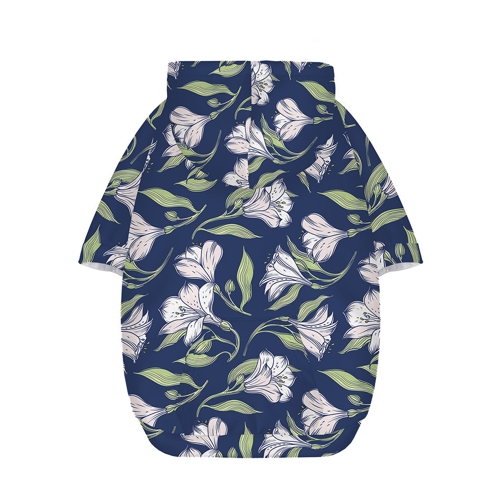 White Alstroemeria Pattern Print Dog Zip Up Hoodie