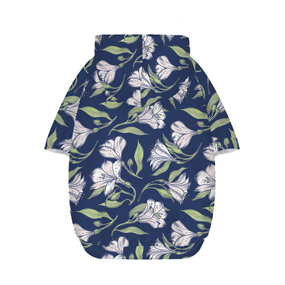 White Alstroemeria Pattern Print Dog Zip Up Hoodie