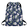 White Alstroemeria Pattern Print Drawstring Backpack