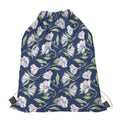 White Alstroemeria Pattern Print Drawstring Bag