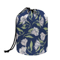 White Alstroemeria Pattern Print Drawstring Makeup Bag