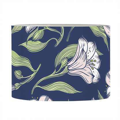 White Alstroemeria Pattern Print Drum Lamp Shade