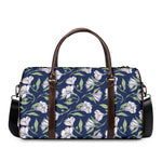 White Alstroemeria Pattern Print Duffle Bag