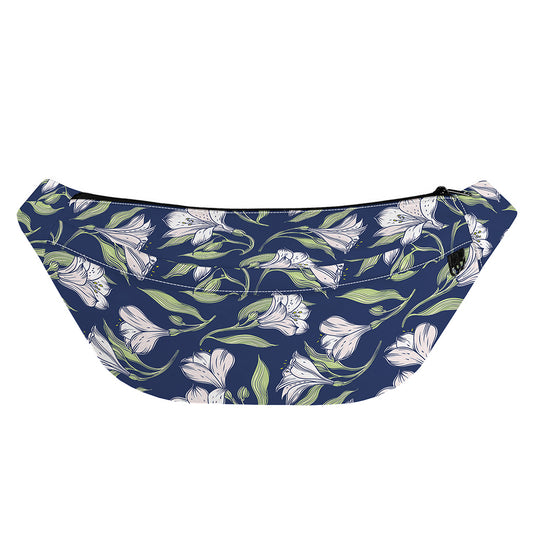 White Alstroemeria Pattern Print Fanny Pack