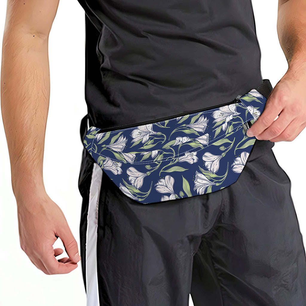 White Alstroemeria Pattern Print Fanny Pack