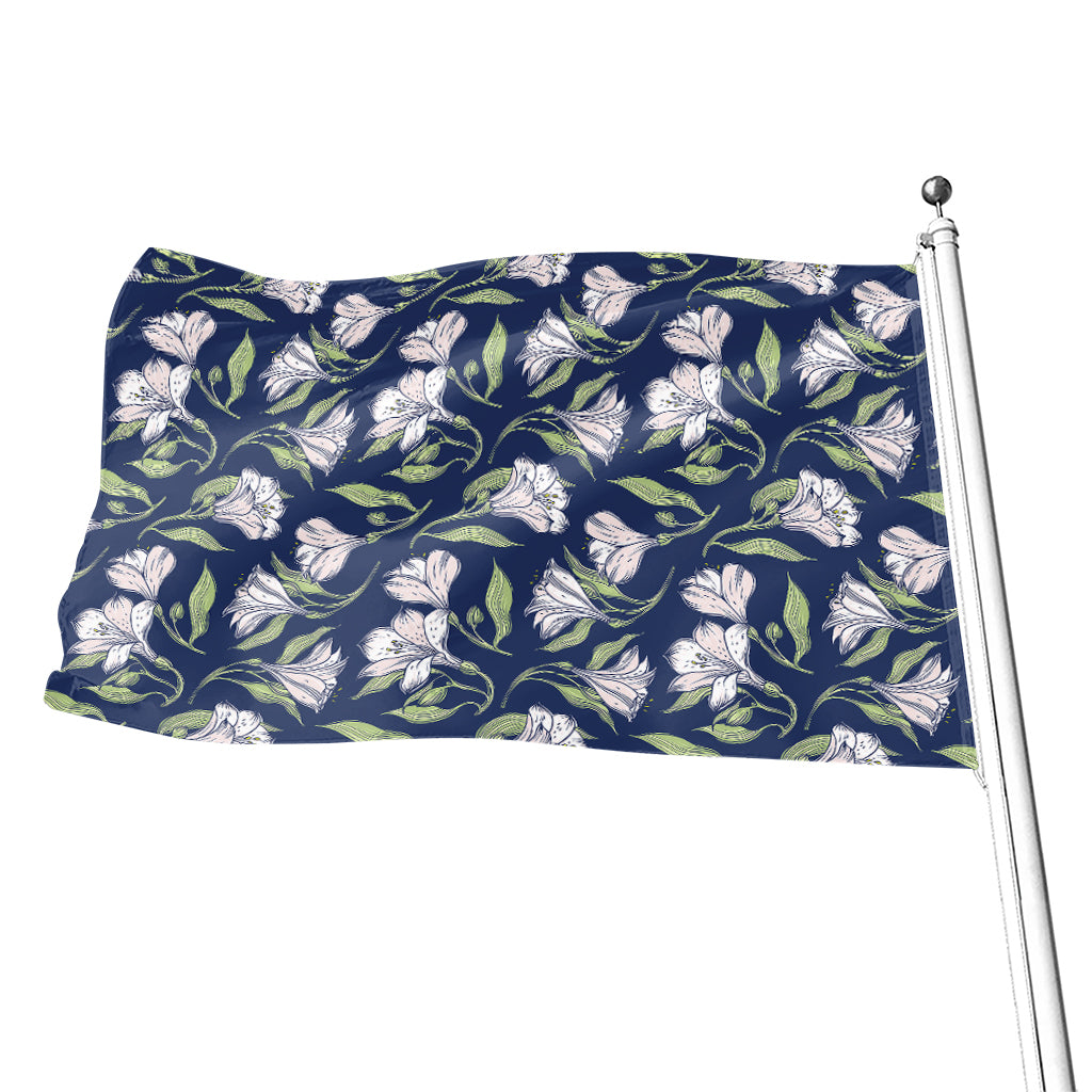 White Alstroemeria Pattern Print Flag
