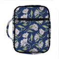 White Alstroemeria Pattern Print Front Pocket Bible Bag
