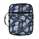 White Alstroemeria Pattern Print Front Pocket Bible Bag
