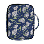 White Alstroemeria Pattern Print Front Pocket Bible Bag