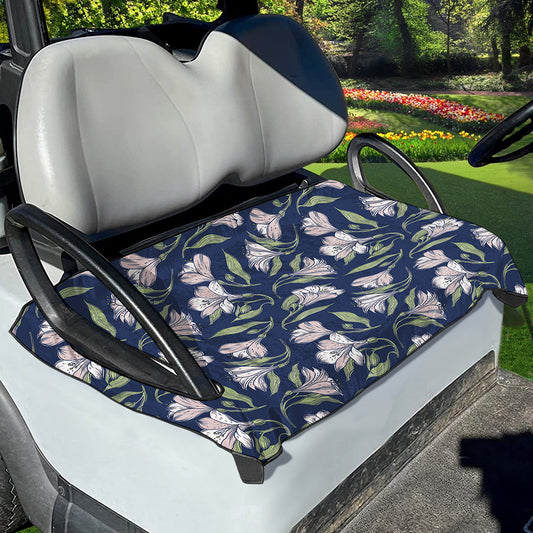 White Alstroemeria Pattern Print Golf Cart Seat Cover