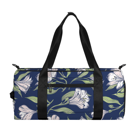 White Alstroemeria Pattern Print Gym Bag
