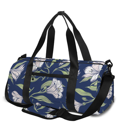 White Alstroemeria Pattern Print Gym Bag