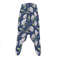 White Alstroemeria Pattern Print Hammer Pants
