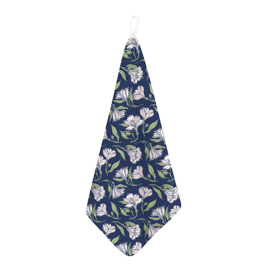 White Alstroemeria Pattern Print Hand Towel