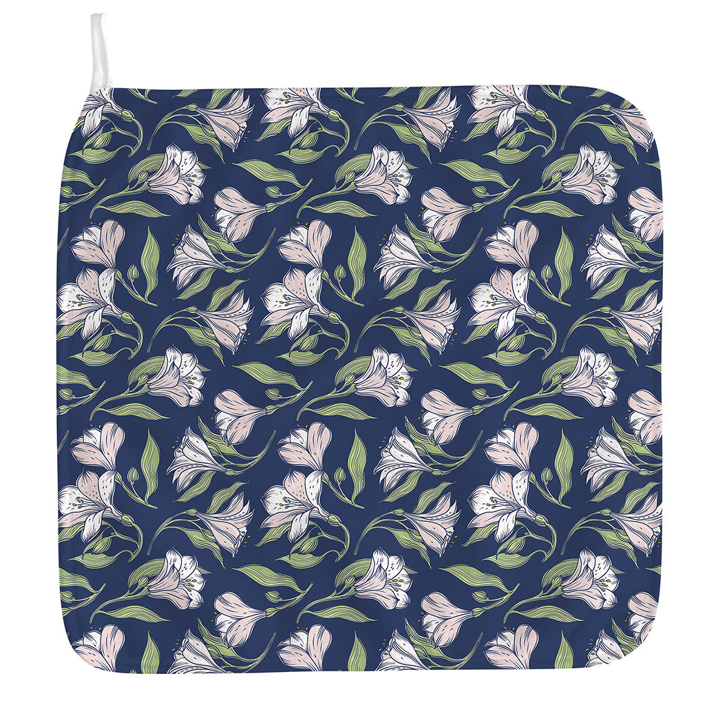 White Alstroemeria Pattern Print Hand Towel