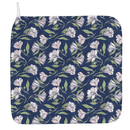 White Alstroemeria Pattern Print Hand Towel