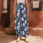 White Alstroemeria Pattern Print Harem Pants