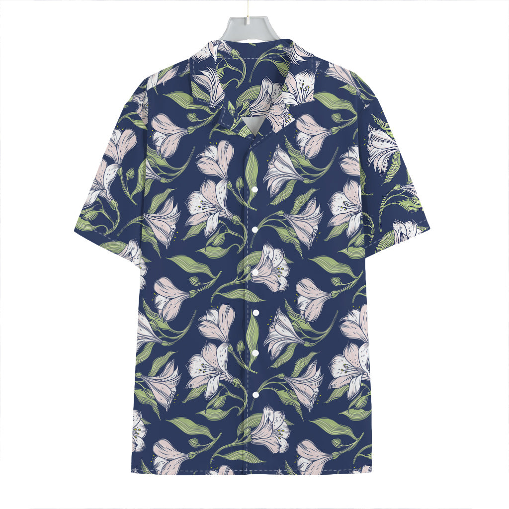 White Alstroemeria Pattern Print Hawaiian Shirt