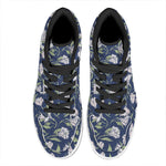 White Alstroemeria Pattern Print High Top Leather Sneakers